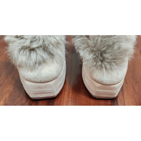 No. 6 Victoria Platform Heels Blush Furry Chunky Shoes Size 8 Designer Statement - Picture 3 of 11